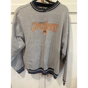 VTG Red Oak OSU Cowboys Sweatshirt Men's Large Gray Orange Collegiate Pullover